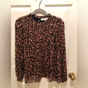 LOFT Size M black floral blouse.